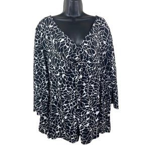 Merona Size 4 Blouse Women Plus Size 2X 3X See Measurements Black White Top